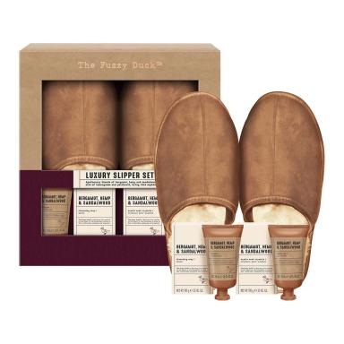 The Fuzzy Duck Bergamot, Hemp & Sandalwood Men's Luxury Slipper Gift Set