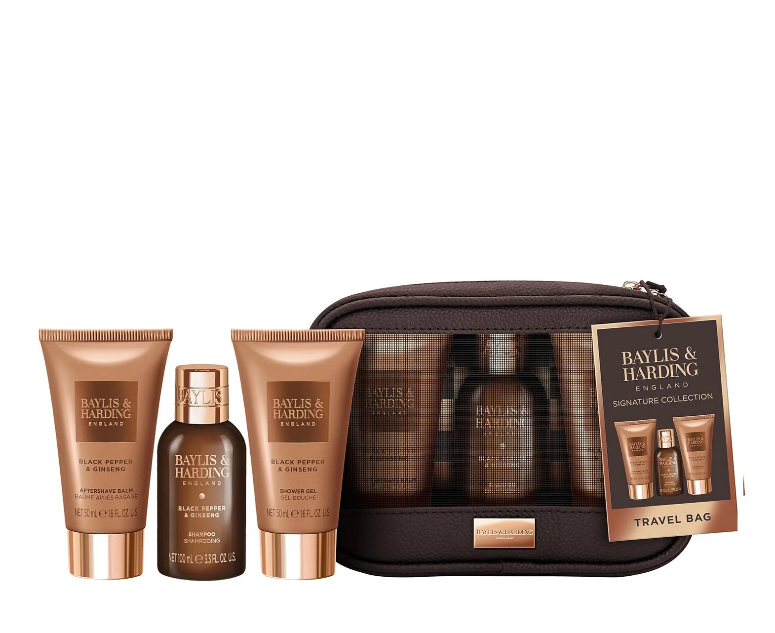 Black Pepper & Ginseng Men's Travel Bag Gift Set