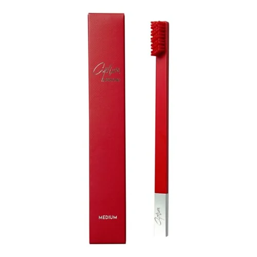 Toothbrush Carmine Red Silver Medium 